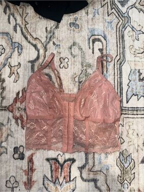 Source Unknown Dusty Rose Lace Longline Bralette
